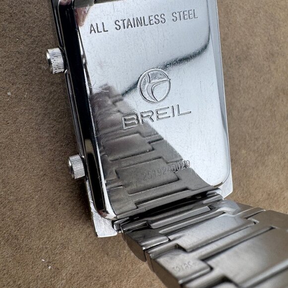 Like New Breil Dual Time Watch Solid Stainless Steel with Curved Mineral Crystal - Picture 8 of 9